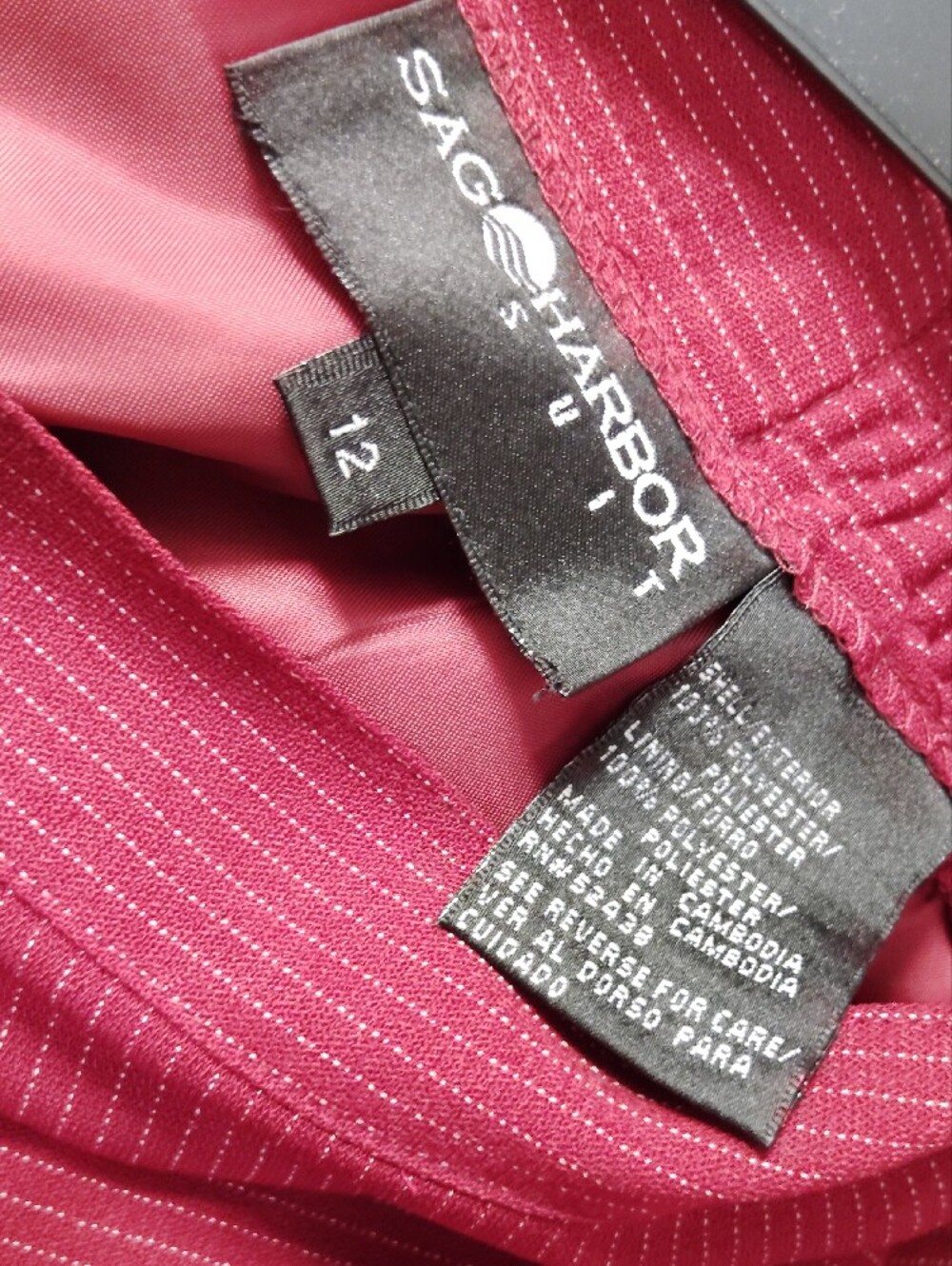 Sag Harbor Burgundy Pinstripe Blazer And Skirt Set. - Picture 6 of 6